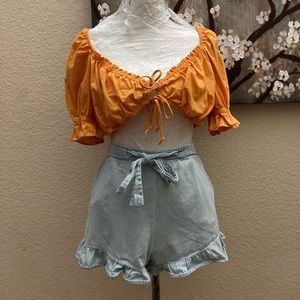 Denim Ruffle Short